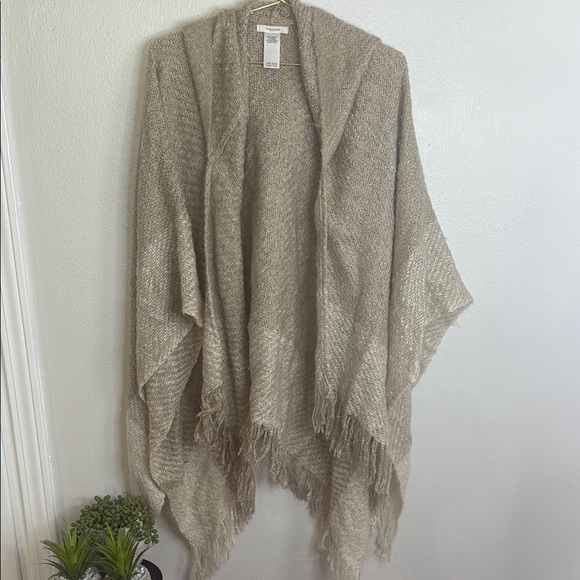 Maurices Sweaters - Maurices Tan Hooded Knit Shawl/Wrap  One Size Fringe Boho Cardigan
